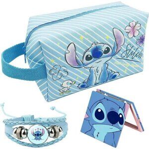 Disney Stitch Makeup Bag, Bracelet & Mirror Set